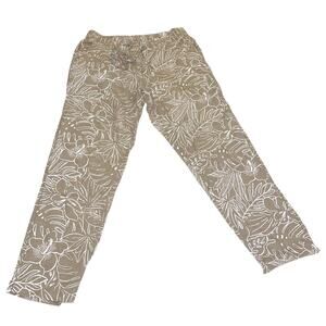 Women's Tommy Bahama Ombra Blossom 100% Linen Pants Small Floral Tan Beige